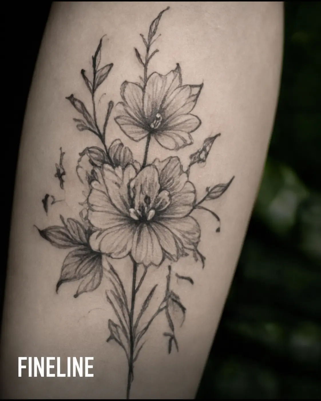 Feines florales Tattoo